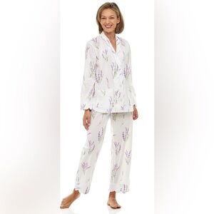 Heidi Carey Lavender Floral Pajama Set XS | Button Front Top & Drawstring Pants